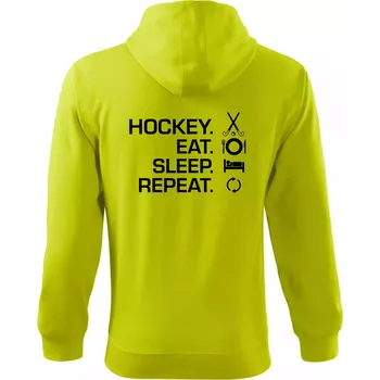 Pánská móda Pozemní hokej eat sleep repeat - Mikina s kapucí na zip trendy zipper - L ( Limetková )