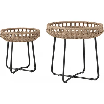 Konferenční stolek Sada 2 odkládacích stolků z polyratanu | hnědé