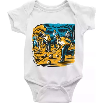 Kojenecký body Petanque hra - modro oranžová - Body kojenecké s krátkým rukávem - Krátký r. 12-18 měs ( Bílá )