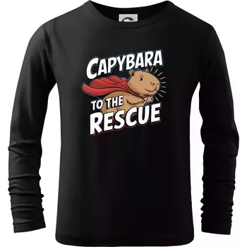 Chlapecké tričko Capybara to the Rescue - Triko dětské Long Sleeve - 122 cm/6 let ( Černá )
