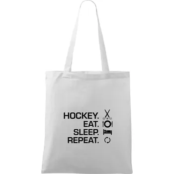 Nákupní taška Pozemní hokej eat sleep repeat - Taška bavlněná - 42 x 38 cm ( Bílá )