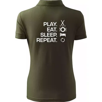 Play eat sleep repeat pozemní hokej - Polokošile dámská Pique Polo - 3XL ( Military )