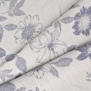 Látka mušelín / dvojitá gázovina 250 cm oboustranná s tkaným vzorem květy šedo modré