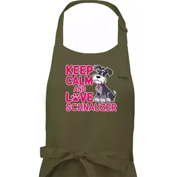 Kuchyňská zástěra Keep calm and love Schnauzer - Dámská zástěra na vaření - Univerzální velikost ( Khaki )