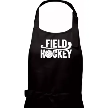 Kuchyňská zástěra Field hockey míček a nápis - Pánská zástěra na vaření - Univerzální velikost ( Černá )