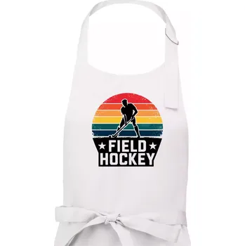 Kuchyňská zástěra Field hockey vintage kruh - Dámská zástěra na vaření - Univerzální velikost ( Bílá )