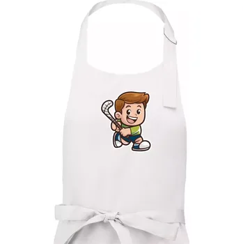 Kuchyňská zástěra Ikona pozemní hokej kluk - Pánská zástěra na vaření - Univerzální velikost ( Bílá )