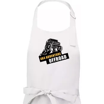 Kuchyňská zástěra 4x4 adventure offroad - Pánská zástěra na vaření - Univerzální velikost ( Bílá )
