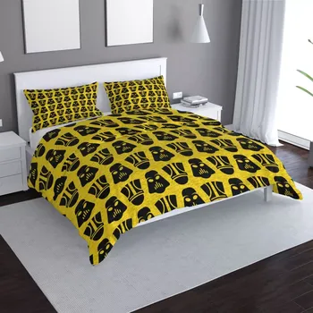 Povlečení Saténové povlečení Star Wars Stormtroopeři Pattern na žluté - Sablio - 140x200 / 90x70