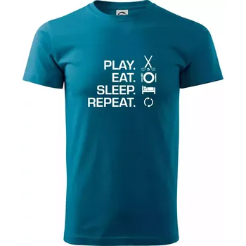 Pánské tričko Play eat sleep repeat pozemní hokej - Klasické pánské triko vyšší gramáže - L ( Petrolejová )