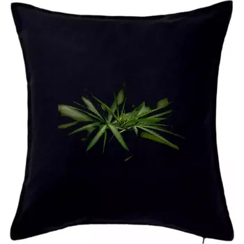 Polštář Ganja listy - makro - Polštář 50x50 - 50x50 - Včetně výplně ( Černá )