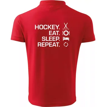 Pánská košile Pozemní hokej eat sleep repeat - Polokošile pánská Pique Polo 203 - 2XL ( Červená )