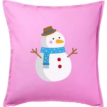 Polštář Sněhulák se šálou - Polštář 50x50 - 50x50 - Pouze potah ( Růžová )