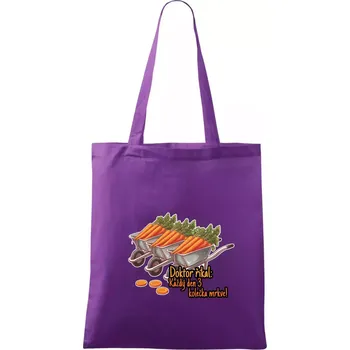Doktor říkal - 3 kolečka mrkve - Taška bavlněná - 42 x 38 cm ( Fialová )