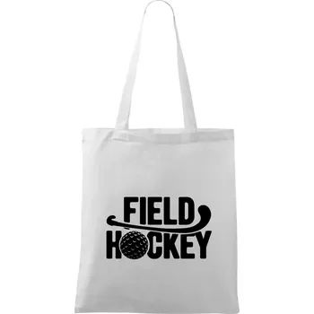 Nákupní taška Field hockey míček a nápis - Taška bavlněná - 42 x 38 cm ( Bílá )
