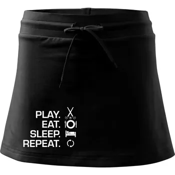 Dámská sukně Play eat sleep repeat pozemní hokej - Sportovní sukně - two in one - XL ( Černá )