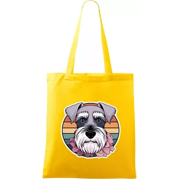 Knírač - fenka a květiny - Taška bavlněná - 42 x 38 cm ( Žlutá )