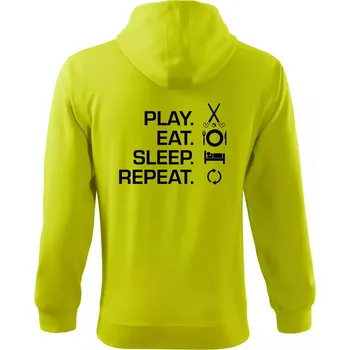 Pánská móda Play eat sleep repeat pozemní hokej - Mikina s kapucí na zip trendy zipper - L ( Limetková )