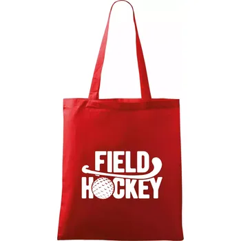 Nákupní taška Field hockey míček a nápis - Taška bavlněná - 42 x 38 cm ( Červená )
