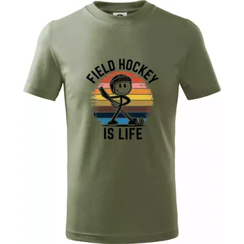 Chlapecké oblečení Field hockey is life - Tričko dětské bavlněné - 122 cm/6 let ( Khaki )