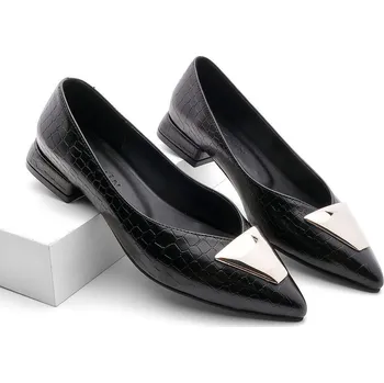 Dámské baleríny Dámské balerínky s přezkou Giant Black Croco Marjin černá 2437295