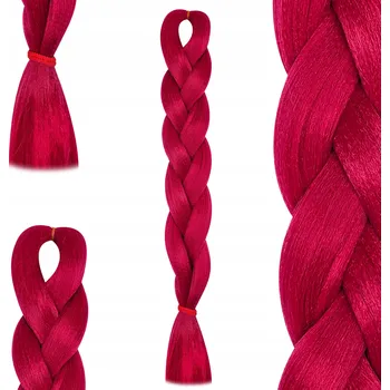 Příčesek Syntetické vlasy Henlon rovné copánky Lipstick Red červené 60 cm #1945