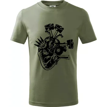 Řidičovo srdce - Tričko dětské bavlněné - 104-110cm / 3-4 roky ( Khaki )
