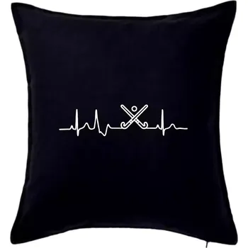 Polštář Pozemní hokej ekg - hokejky - Polštář 50x50 - 50x50 - Včetně výplně ( Černá )