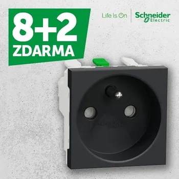 vypínač Schneider Electric Nová Unica zásuvka bezšroubová antracit NU305954E AKCE 8+2