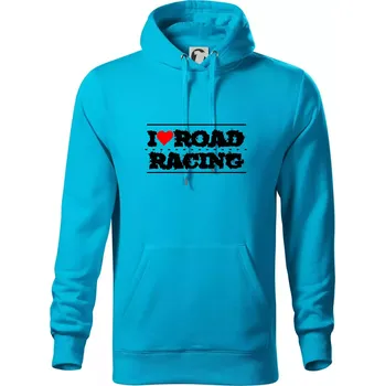 Pánská mikina I love road racing - Mikina pánská Cape s kapucí - 5XL ( Světlý tyrkys )