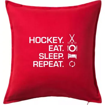 Polštář Pozemní hokej eat sleep repeat - Polštář 50x50 - 50x50 - Pouze potah ( Červená )