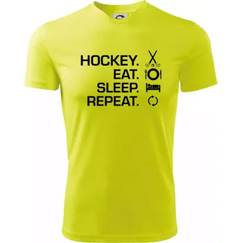 Chlapecké oblečení Pozemní hokej eat sleep repeat - Dětské triko sportovní (dresovina) - 122 cm/6 let ( Neonově žlutá )