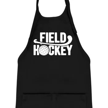 Kuchyňská zástěra Field hockey míček a nápis - Dětská zástěra na vaření - Univerzální velikost ( Černá )