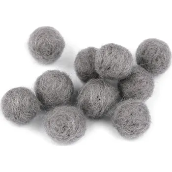 Jehla na filcování Plstěná kulička / bambulka z vlny Ø15 mm šedá 100 ks
