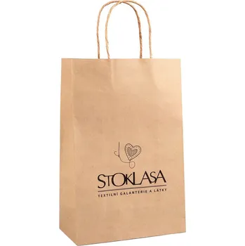 Papírová taška Stoklasa, střední velikost 20x30 cm hnědá přírodní 25 ks