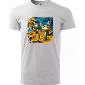 Pánské tričko Petanque hra - modro oranžová - Triko extra velké (5-8XL) - 6XL ( Světlešedý Melír )