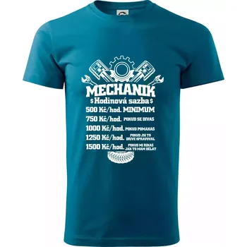 Mechanik - hodinová sazba - Klasické pánské triko vyšší gramáže - S ( Petrolejová )