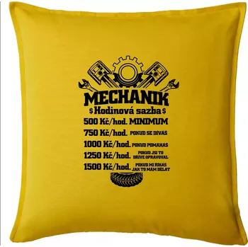 Polštář Mechanik - hodinová sazba - Polštář 50x50 - 50x50 - Pouze potah ( Žlutá )