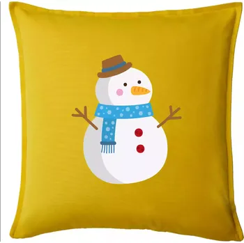 Polštář Sněhulák se šálou - Polštář 50x50 - 50x50 - Pouze potah ( Žlutá )