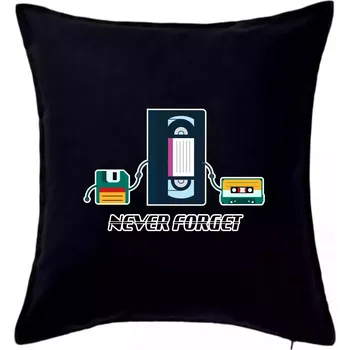 Polštář Never forget 90s - Polštář 50x50 - 50x50 - Pouze potah ( Černá )