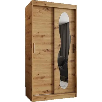 Šatní skříň Šatní skřín s posuvnými dveřmi a zrcadlem ULTRA 100cm artisan