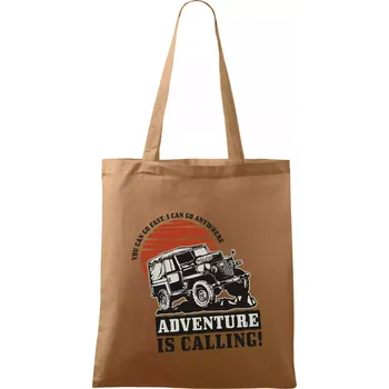 Nákupní taška Adventure is calling 4x4 - Taška bavlněná - 42 x 38 cm ( Cappuccino )