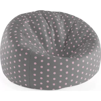 Sedací pytel Sablio Sedací vak Cocoon Růžové puntíky na šedé - 75 x 45 x 35 cm