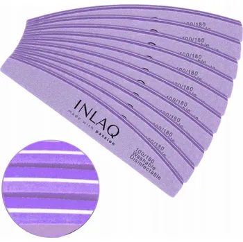 INLAQ 10x Fialový pěnový pilník na nehty 100/180 Pilník Loďka Sada