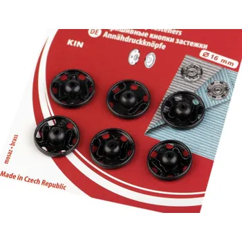 Kovové patentky / stiskací knoflíky, barva 7/16 mm 6 černá