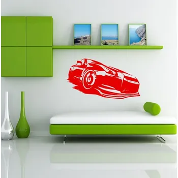 Samolepící dekorace Živá Zeď Samolepka na zeď Abstraktní auto Barva: červená, Velikost: 60 x 33 cm