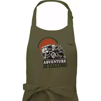 Kuchyňská zástěra Adventure is calling 4x4 - Dámská zástěra na vaření - Univerzální velikost ( Khaki )