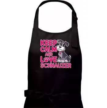 Kuchyňská zástěra Keep calm and love Schnauzer - Dámská zástěra na vaření - Univerzální velikost ( Černá )