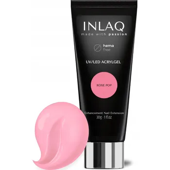 Lak na nehty INLAQ Akrylgel na nehty Rose Pop, stavební, 30 ml, HEMA Free