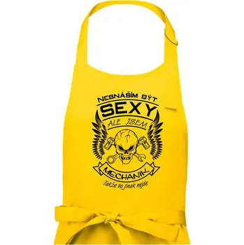 Kuchyňská zástěra Nesnáším být sexy - mechanik - Pánská zástěra na vaření - Univerzální velikost ( Žlutá )